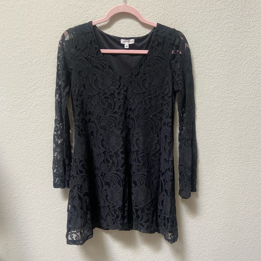 Socialite Long Sleeve Lace Short Black Dress